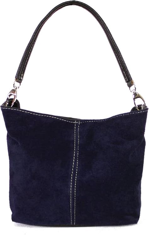 navy blue suede shoulder bag